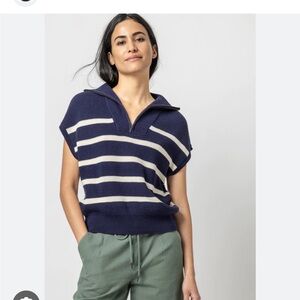 NWT-Lilia P Navy and White Striped Women's Sweater